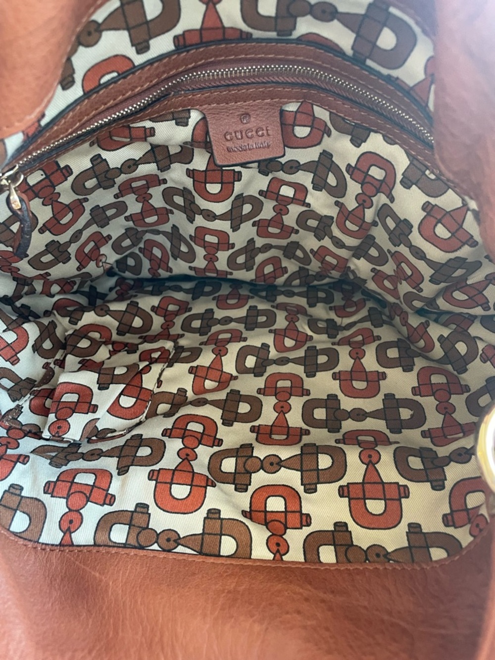 Gucci Babouska Hobo Indy Fringe Leather Bag GG with Bamboo Tassel - Picture 3 of 5